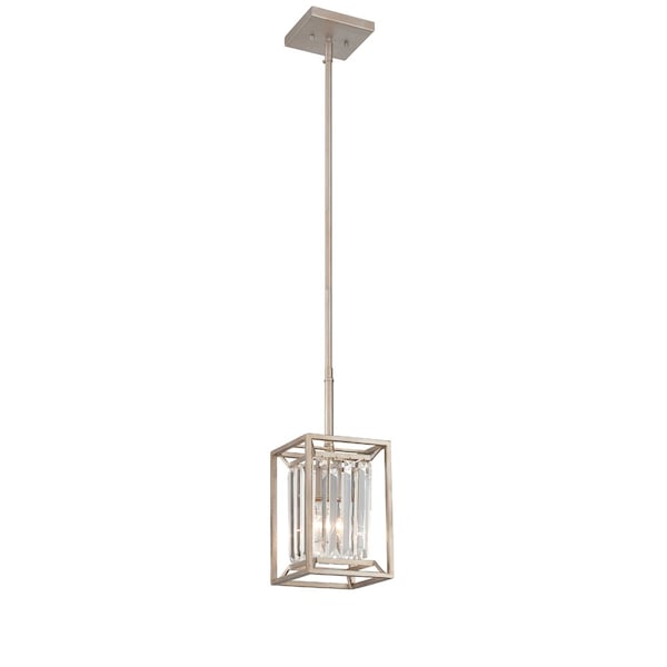 Designers Fountain Linares 100 Watt 1 Light Aged Platinum Mini-Pendant with Crystal Prisms Shade 87430-AP - main